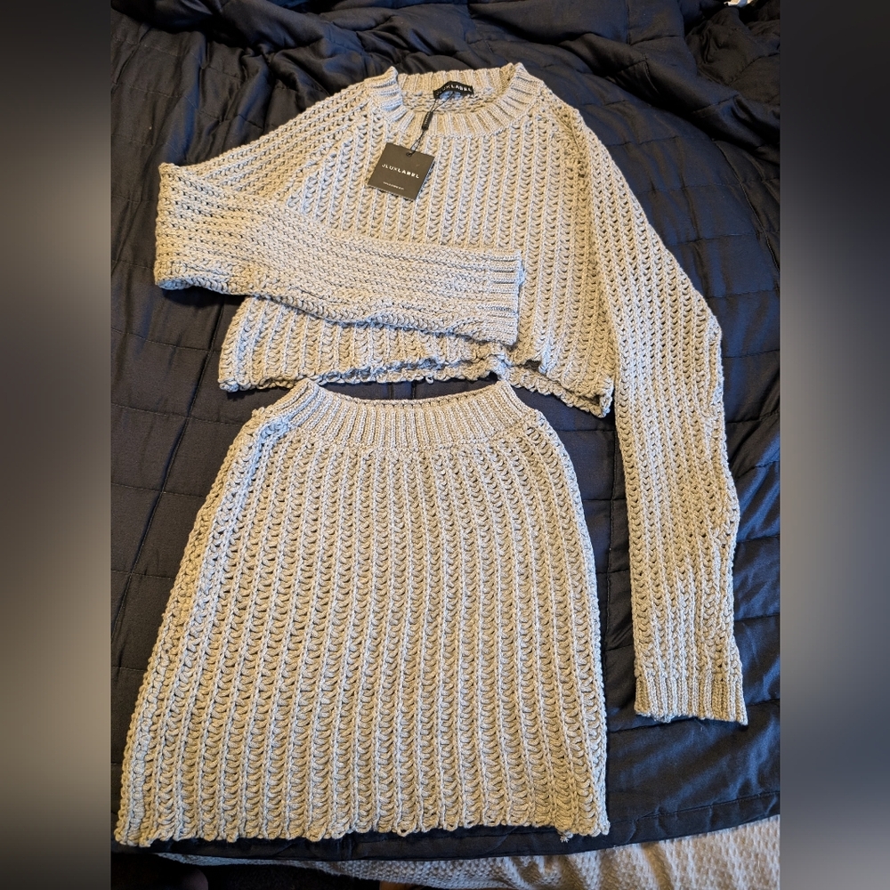 NWT, JLUXLABEL Matching Set, Crochet Skirt and Top.